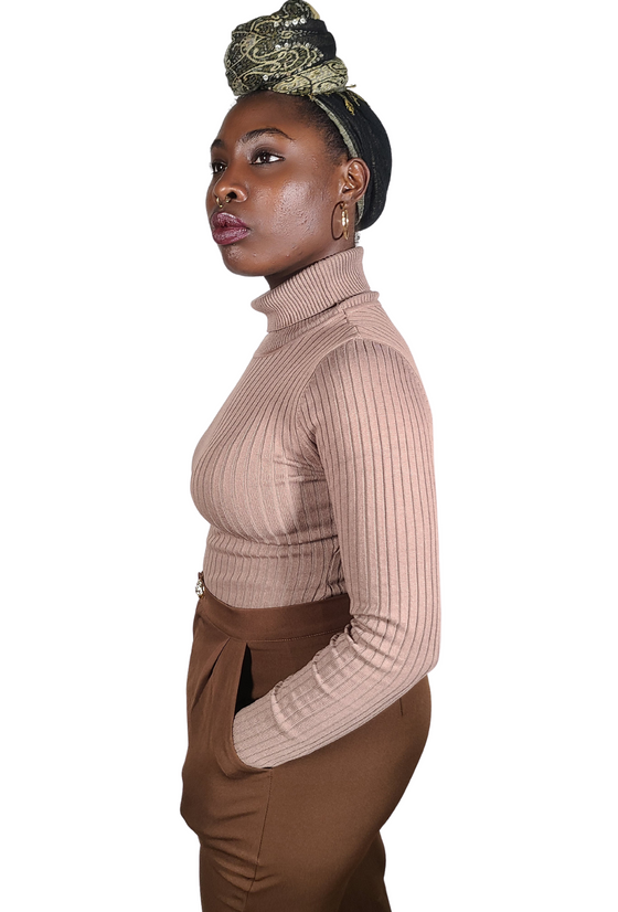 Cocoa Long Sleeve Turtle Neck (Ribbed Bodysuit)