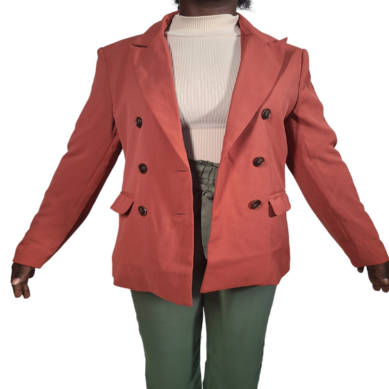 Woman's Double Breasted Blazer (Sienna Orange)