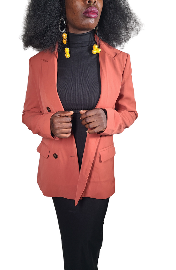 Woman's Double Breasted Blazer (Sienna Orange)