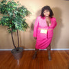 Hot Pink Double Breasted Blazer & Skirt Set Plus Size