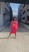 Hot Pink Double Breasted Blazer & Skirt Set Plus Size